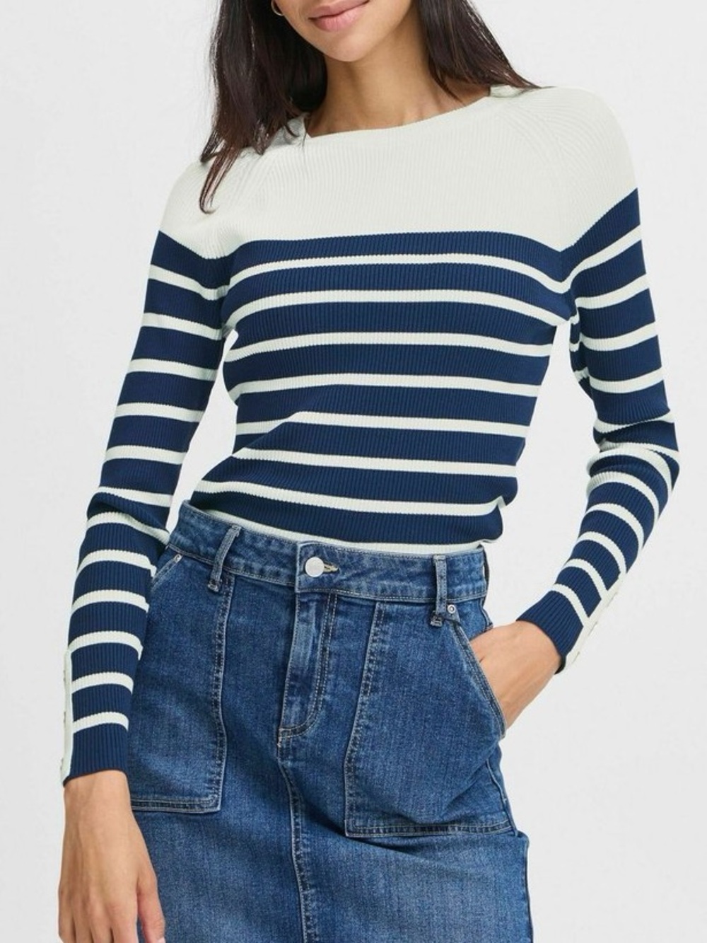 D5 • BYMMORLA SLIM RAGLAN Striped Boatneck Sweater Top